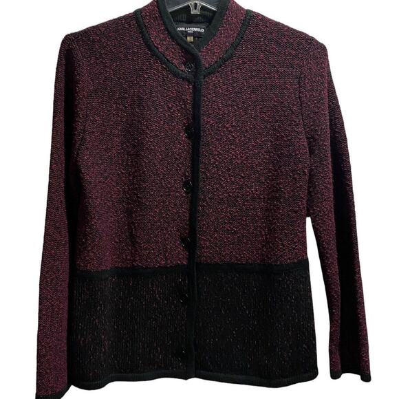 Karl Lagerfeld Paris Ongoing Mulled Wine Sweater Cardigan L8WS0713 Size Large - Picture 4 of 12